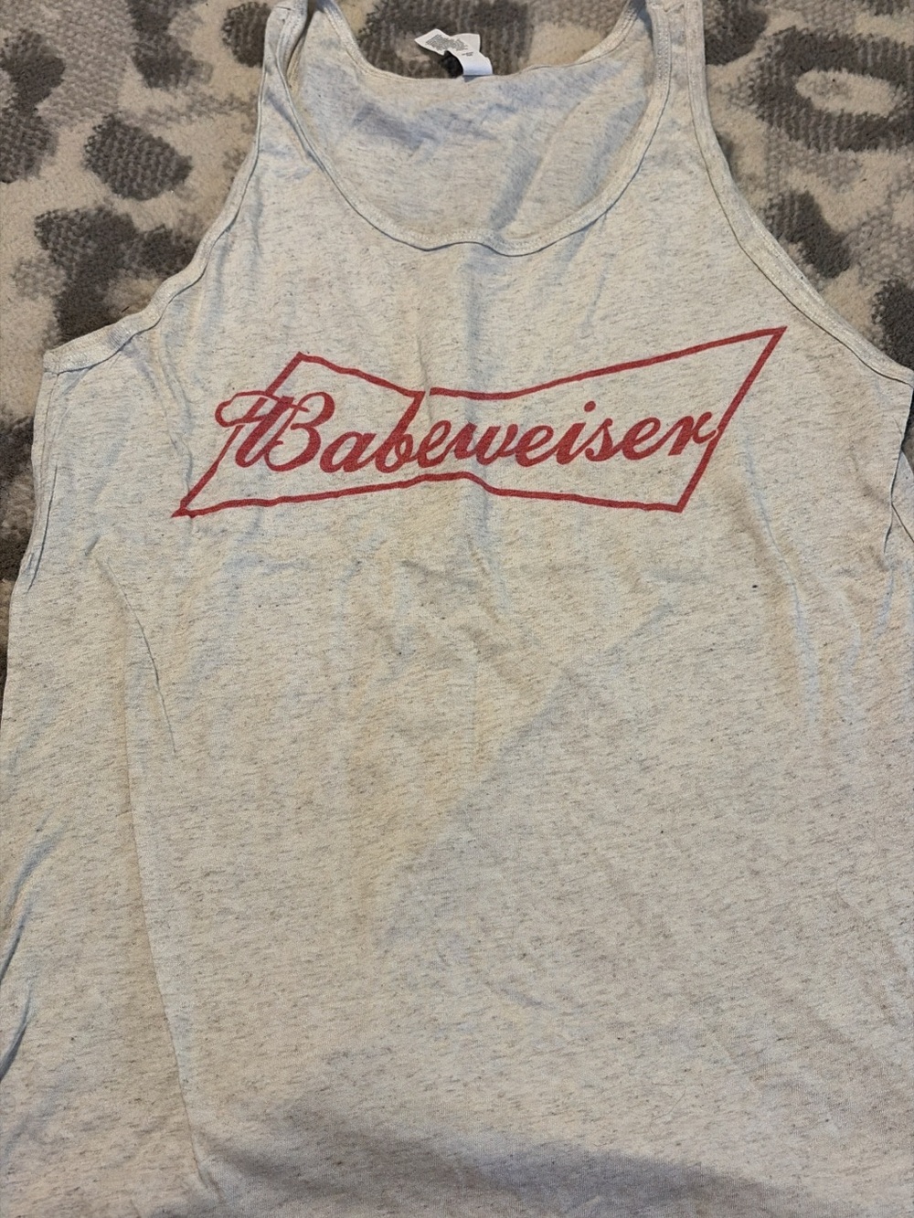 Babeweiser Graphic Tank Top - Light Heather Gray with Red Logo